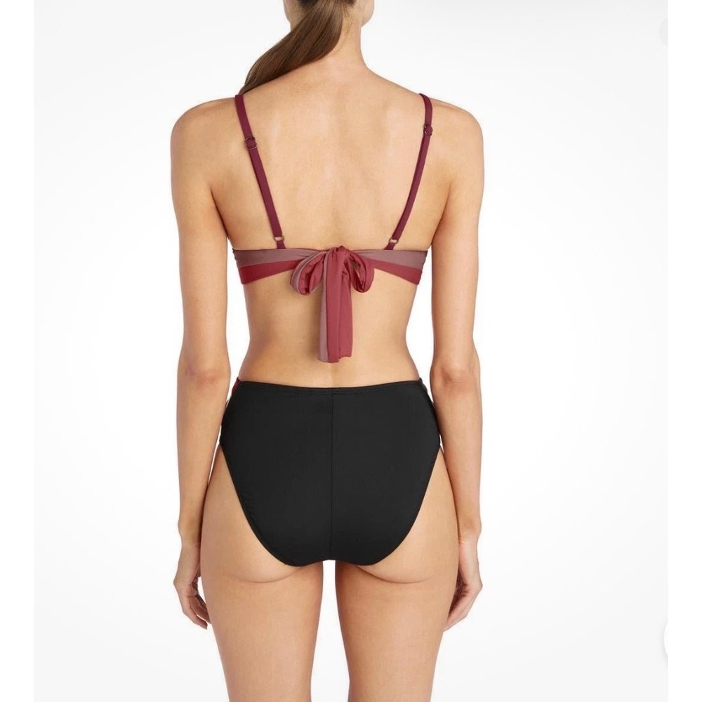 Robin Piccone Women's Billie High Waisted Twisted Knot Bikini Bottom Black L - Picture 2 of 5